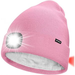 Unisexe 8 Led Bonnet Lampe Frontale,Usb Rechargeable Rouge Feu Arri&egrave;re Clignotant Chapeau De Course Lumi&egrave;re Chaud Polaire Doubl&eacute;e Tricot Bonnet Cadeaux Pour Hommes Et Femmes - Neuf
