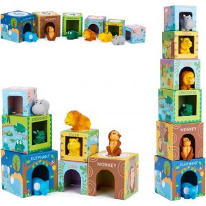 ChenQuanSarl-Animal Sauvage Cube Bebe Jouets De 1 2 3 An, Montessori Cube A Empiler Bebe Jouet 2 Ans, Cubes Empilables Jeux Bebe 18 Mois, Cadeau Noel Et Cadeau Anniversaire Enfant 1 2 An - Neuf