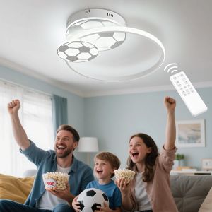 Ulteronixshop-46CM LED Deckenlampe Kinderzimmer Lampe Decke Deckenleuchte Schlafzimmer Dimmbar mit Fernbedienung Nachtlichtfunktion 3000K-6000K Fu&szlig;ball Deckenleuchten f&uuml;r Kinder Jungen Wohnzimmer - Neuf