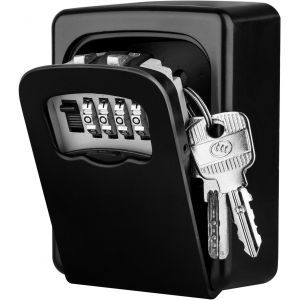 Mural coffret avec code à 4 chiffres - noir, imperméable à l'eau de clé de sécurité, combinaison de la clé du coffre de stockage boîte de verrouillage pour la maison, le garage, à l'école - Neuf