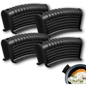 2 Paires De Marmite En Fonte Poignée Couvre, Haut Résistant À La Chaleur De Silicone Anti-Dérapant Maniques Pour La Fonte Et Des Moules En Métal, Lavable Et Réutilisable, Caoutchouc, Noir - Neuf