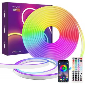 Chenquansarl-Rgb Neon Ruban Led 10m, Bluetooth Etanche Bande Led Néon En Silicone Avec Contrôle App, Télécommande, Synchronisation De Musique, 24v Flexible Lumineuse Led Pour Éclairage Intérieur Et E - Neuf