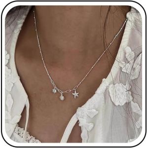 Kales-Collier Pendentif &Eacute;toile De Mer Collier &Eacute;toile De Mer Collier Pendentif Chaine Paperclip Collier Pendentif Petit Cristal Petit Cauris Collier Ras De Cou &Eacute;toile De Mer Collier Plage Surfeur - Neuf
