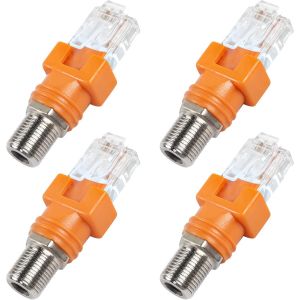 Convertisseur RF vers RJ45,adaptateur coaxial vers Ethernet F femelle vers RJ45 mâle,coupleurs coaxiaux connecteur droit pour testeur de ligne (4 pièces) - Neuf