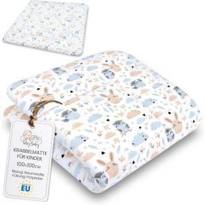 Tapis D'eveil Chambre Bebe - Matelas De Sol Enfant Pour Eveil Jeux Au De Parc Tapis En Coton Et Epais Pour B&eacute;b&eacute; Et Enfants 100 Cm Certificat Oeko-Tex Safari - Neuf