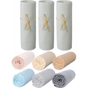 Tianyi-Drap Housse 60x120 Cm - Lot De 3 Draps En Jersey Peigné 100% Coton Bio - Gris Perle - Pour Matelas Bébé Enfant Dimensions 60x120 Cm - Extensible Sans Repassage - Grands Bonnets - Neuf