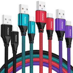 Lot De 4 C&acirc;bles De Charge Usb C De 0,5 M + 1 M + 2 M + 3 M - C&acirc;ble De Charge Rapide En Nylon Tress&eacute; 3 A Pour Iphone 15 Plus Pro Max, Samsung Galaxy S24/S23/S22, Huawei P40/P30, Google Pixel - Neuf