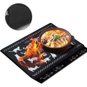 AYUHR-Tapis pour Plaques à Induction 61,5x53cm,Plaque de Protection Anti-éclaboussures,Tapis de Cuisson en Silicone,Tapis de Protection pour Table de Cuisson à Induction¿Motif d'oreilles de chat¿ - Neuf
