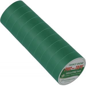 Ruban adhésif isolant électrique|Rouleau isolation thermique PVC pour réparation voiture,vélo,bricolage,gaine électricien,Chaterton Haute qualité|10mx18mm Couleur Vert|Lot de 10 Rouleaux - Neuf