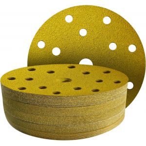 50 Pièces Disques Abrasifs De 150 Mm, Grain 60/80/120/180/320 - Disque A Poncer 150mm 15 Trous Pour Ponceuse Excentrique 150mm - Neuf