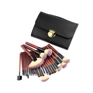 Ensemble de 26 pinceaux cosm&eacute;tiques avec double sac de rangement - Neuf