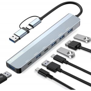 CHENG-Hub USB C 7 en 2 - Adaptateur multiport 3.0 avec ports USB 3.0, USB 2.0, USB C, USB type C - Multiprise pour MacBook, Surface, Dell, Thinkpad, ordinateur portable, bureau, PS4/5, TV, etc - Neuf