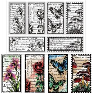 Tianyi-Tampons Transparents Vintage Fleurs Pour Cartes Fabrication De Rétro Champignon Papillon Tampons Transparents En Silicone Pour Cartes Faire Scrapbooking Photo Journal Décoration - Neuf