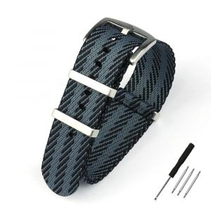 Bracelet De Montre En Nylon 20mm 22mm Bracelet De Montre &Agrave; Rayures Bracelet De Montre De Remplacement Accessoires De Bracelet Militaire Pour Bracelets De Montre T-Udor.Black Gray 1.20mm - Neuf