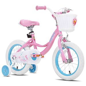 V&eacute;lo Enfant 14 Pouces Fille Joystar Acier Hi-Ten Frein &Agrave; Main Panier Stabilisateurs Mod&egrave;le Fairy Rose - Neuf