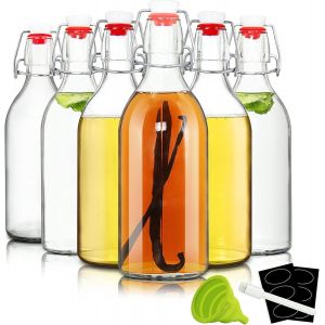 Checarzhn--No1-Lot De 6 Bouteilles De Bière En Verre Avec Joint Hermétique En Caoutchouc Pour Bras Maison Kombucha, Boissons, Huile, Vinaigre, Eau, Soda, Kéfir - Neuf