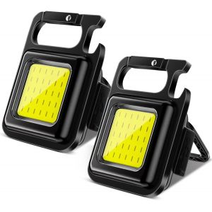 DOOL-2 Pcs Mini Lampe De Travail Portable D'Inspection Led Rechargeable 800 Lumens Portable Petites Porte-Clés,Lampes De Poche Etanches Avec Ouvre-Bouteille,Base Magnétique,Pour Camping/Réparation/Ur - Neuf