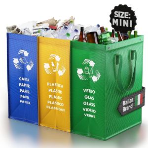Sac tri selectif-Poubelle tri selectif 3 bac pour Le Verre,Le Papier et Le Plastique-D&eacute;chets et Recyclage Poubelle de tri des d&eacute;chets-Poubelle Recyclage Facile &agrave; Vider.[R5] - Neuf