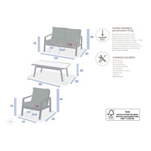 Salon De Jardin En Bois D'acacia Tiwi - 4 Places - Hesp&eacute;ride - Neuf