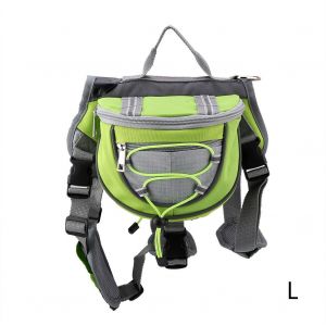 Hjlian Sac A Dos Pour Chien De Compagnie, Voyage, Camping, Randonnee, Plein Air, Sacoche De Selle, Harnais, Sac A Dos (Vert L) - Neuf