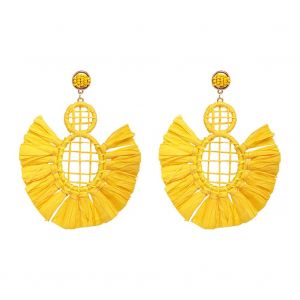 Boucles D'oreilles Pendantes A Pampilles Pour Femmes, Style National, Bijoux Delicats (Jaune) - Neuf
