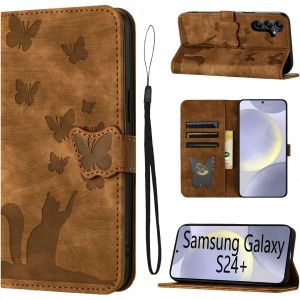 Sansh-Housse Protection Pour Samsung Galaxy S24 Plus/Samsung Galaxy S24+ 5g Matériau En Cuir Pu Coque Samsung S24 Plus Avec Fentes Pour Cartes Coque Samsung Galaxy S24 Plus Marron - Neuf