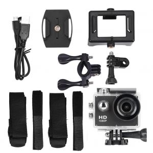 Camera de sport d'action WiFi 1080P FHD grand angle 110¡ã, boitier etanche 30 m, kit de deux batteries - Neuf