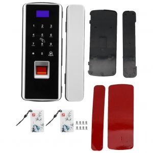 Serrure de porte a double vitrage, clavier tactile, empreinte digitale, mot de passe, carte, sans perforation (argent) - Neuf