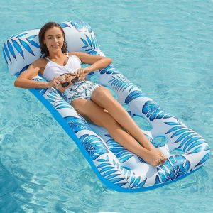 Kal-Gonflable Flotteurs Hamac D'eau Piscine Avec Appui-Tête Radeau De Lit De Chaise Flottante À Air Poreux Pour Activités D'eau D'été En Plein Air 185 * 85cm - Neuf