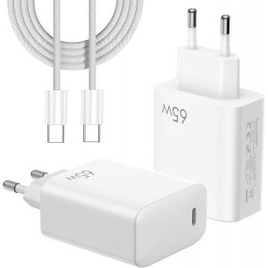 65w Usb-C Charger Power Supply With Fast Charging, Gan Technology, Compatible With Dji Neo/Mini 4 Pro/3/2/4k/Air 3s/Avata 2, Osmo Pocket 3, Om3/4, Hub, With C To C Cable (White)-Marque Générale - Neuf