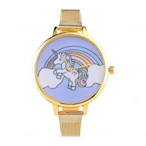 Femelle Enfant Dessin Anim&eacute; Quartz Analogique Montre En Alliage Maille &Eacute;troite Bracelet Montre-Bracelet (Or) - Neuf