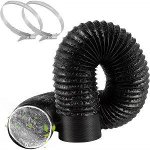 Tuyau Evacuation Seche Linge Ø100mm, Tuyau Seche Linge Evacuation 2m, Tuyau D'evacuation Flexible en Aluminium et PVC, Conduit D'air avec 2 Colliers de Serrage, pour Extracteur Climatisation - Neuf