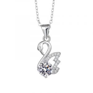 Collier Meilleur Pendentif Argent 925 L'amour D'un Cygne Pierre Kramosan Pour Femmes - Neuf