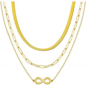 Kal-Stratifié Collier Choker | Serpent Chevron Trombone Plat Empilable Chaîne Étanche Collier | Cadeau De Bijoux Dainty Pour Femme Maman Fille Petite Amie - Neuf