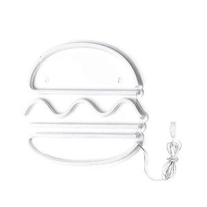 Hamburger n&eacute;on lumi&egrave;re n&eacute;on signe USB aliment&eacute; murale Art lumi&egrave;re n&eacute;on Decor d&eacute;coration de la maison pour la f&ecirc;te mercredi - Neuf