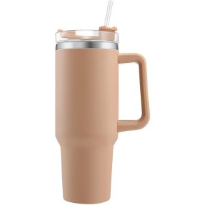 Eryi-40oz Gobelet De Voyage Tasse À Café À Paroi Double Isolée Sous Vide Acier Inoxydable Avec Paille Et Couvercletasse Isotherme Pour Garder Les Boissons Froides Et Chaudes Curry - Neuf