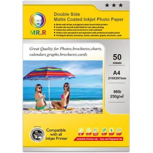 250 G/M² A4X50 Feuilles De Papier Photo Double Mat Papier Photo Immédiatement Sec Étanche Blanc Brillant Pour Imprimantes À Jet D'Encre - Neuf