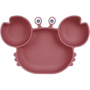 Assiette Ventouse Pour B&eacute;b&eacute;, Assiette Bebe Silicone Avec 3 Compartiments, Passe Au Lave-Vaisselle Et Au Micro-Ondes, S'adapte &Agrave; La Plupart Des Plateaux De Chaise Haute (Rose) - Neuf