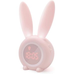 Rose Lapin Induction Matin, Réveil, Intelligent Automatique de la Respiration Lumière, l'Affichage Automatique de l'Heure, de la Date et de la Température [Classe Énergétique A+++] - Neuf