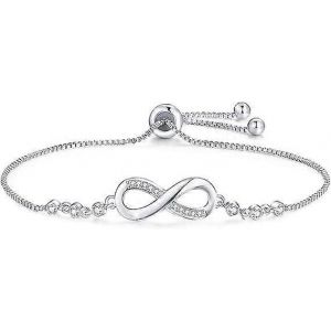 Bracelet Pour Femmes,925 Argent Sterling Plaqu&eacute; Or Blanc Amour Coeur Bracelet Avec Cubique - Neuf