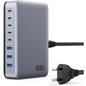 MEVRONISSHOP-415W Chargeur USB C, 8 Ports Chargeur Rapide GaN IV Tech Multiprise USB avec 5 C et 3 A Sorties, Deux PD 100W PPS Multiple Station de Charge Compatible avec MacBook Pro/Air Laptop, iPhon - Neuf