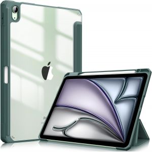 Coque Pour Ipad Air 11 Pouces 2024 M2 Et Ipad Air 5/4 10.9 Pouces (2022/2020) - [Rangement De Stylet] Housse Transparente Claire Etui Antichoc Veille/Réveil Auto, Vert Forêt.[F4233] - Neuf