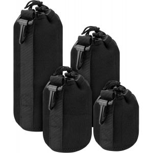 (Lot De 4 Housses D'Objectifs Pour Appareils Photo Et Cam&eacute;scopes Noir - Etui Objectif Photo Reflex Universel En N&eacute;opr&egrave;ne R&eacute;sistant &agrave; L'Eau - Petites, Moyennes, Grandes & Xl[Z4018] - Neuf