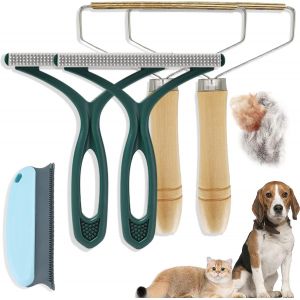 Rasoir Anti Bouloche Manuel, Lot De 5 Brosse Anti Poils Chien Chat Animaux, Brosse Manuel Clean Poil, Enleve Poils D Animaux, Pour Manteau Tiss&eacute;, Tapis, Tricot, Poils D'Animaux, Vert - Neuf