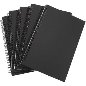 5pcs A5 Noir Spirale Cahier Carnet De Croquis Carnet De Croquis Non Lign Pack Papier Vierge Pais 50 Feuille 100 2025 - Neuf