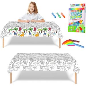 Sjzg-Poster G&eacute;ant &Agrave; Colorier Pour Enfants, 119,4 X 180,3 Cm, Affiches De Coloriage Dinosaures Avec 18 Stylos De Peinture, Poster &Eacute;ducatif, Couverture De Table, Art Mural Pour Gar&ccedil;ons Et Filles, Cadea - Neuf