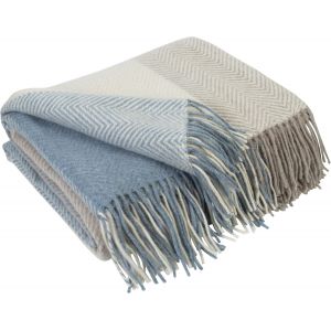 Ulteronixshop-Plaid Laine Merinos - Couverture pour Le Canape, Le Lit 1 et 2 Personnes, Couvertures en Laine de Mouton, Plaids M&eacute;rinos Chaude Hiver Grande (140 x 200 cm | Bleu Clair - Beige Carr&eacute;s Ch - Neuf