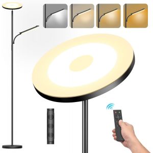 Subzonal-42w Led Lampadaire Dimmable, 4000lm Super Lumineux Lampadaire Sur Pied Salon Avec Liseuse Lampe, 2700k-6500k Intensit&eacute; Variable En Continu, T&eacute;l&eacute;commande Et Contr&ocirc;le Tactile Pour Chambre Et B - Neuf