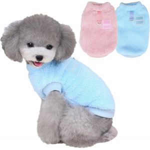 Kalanka-2 Pi&egrave;ces Pull En Polaire Pour Animal Domestique Avec Anneau En D, Pull En Peluche Pour Chien Et Chat, Pour Petits Chiens Chats, Chiots Yorkshire Chihuahua V&ecirc;tements Chauds - Neuf