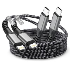 THEF-Câble USB C vers Lightning 1M Lot de 2[A-pple Certifié MFi], Câble iPhone USB C Cable Lightning Cordon iPhone Câble Chargeur iPhone Charge Rapide Fil Chargeur pour iPhone 14 Pro Max/13/12 Mini/1 - Neuf